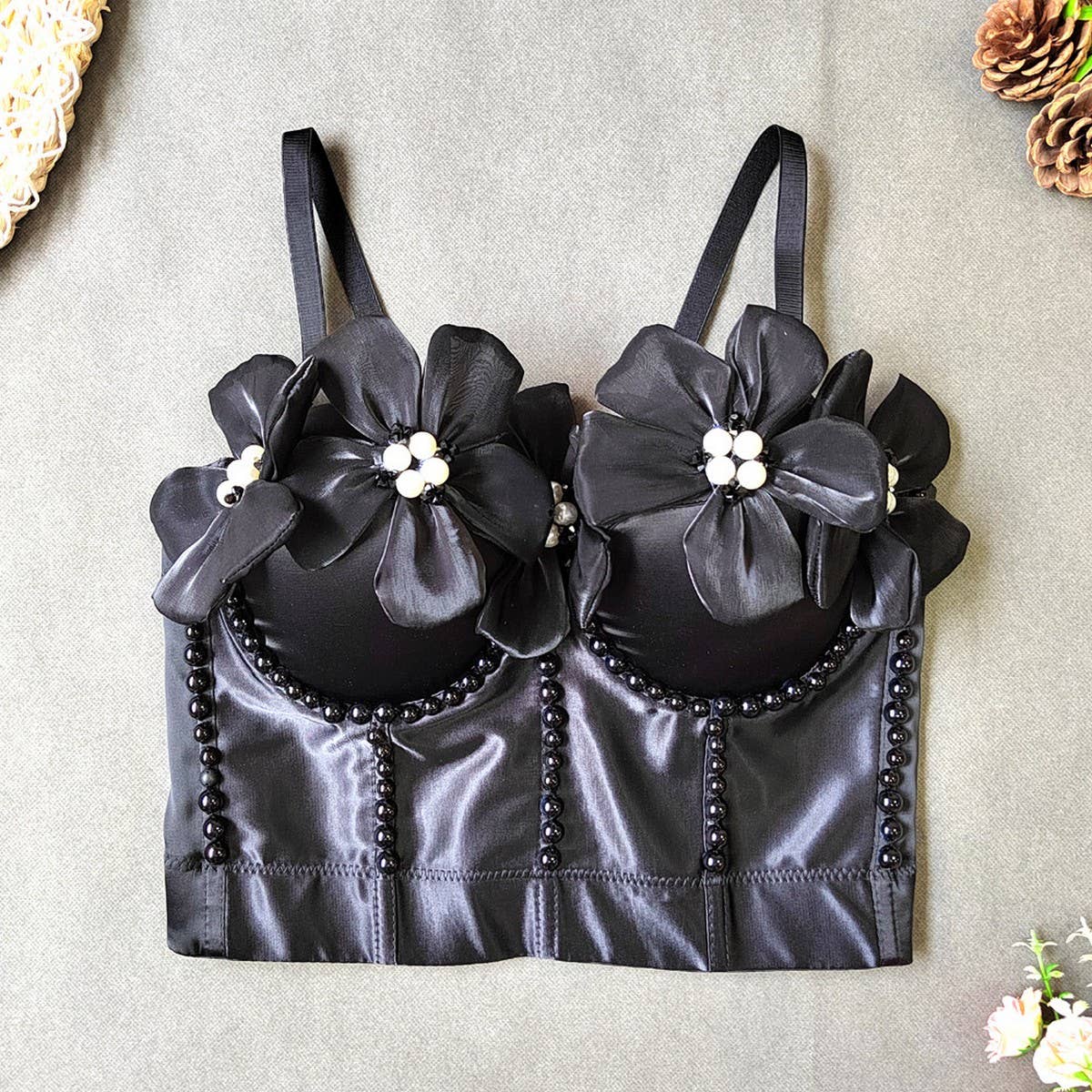 FRESH AND SWEET FLOWER PEARL HERRINGBONE CORSET