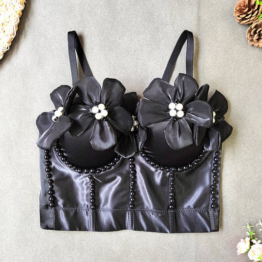 FRESH AND SWEET FLOWER PEARL HERRINGBONE CORSET