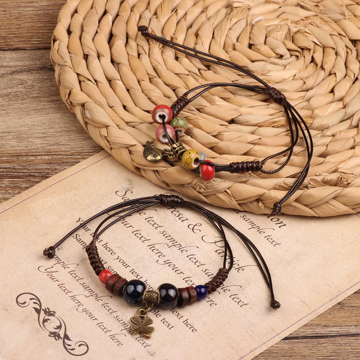 ETHNIC RETRO WOODEN BEADS ANCIENT STYLE BRACELET