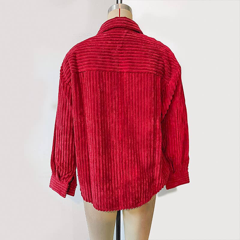 STYLISH LAPEL POCKET LONG-SLEEVED WOOLEN JACKET