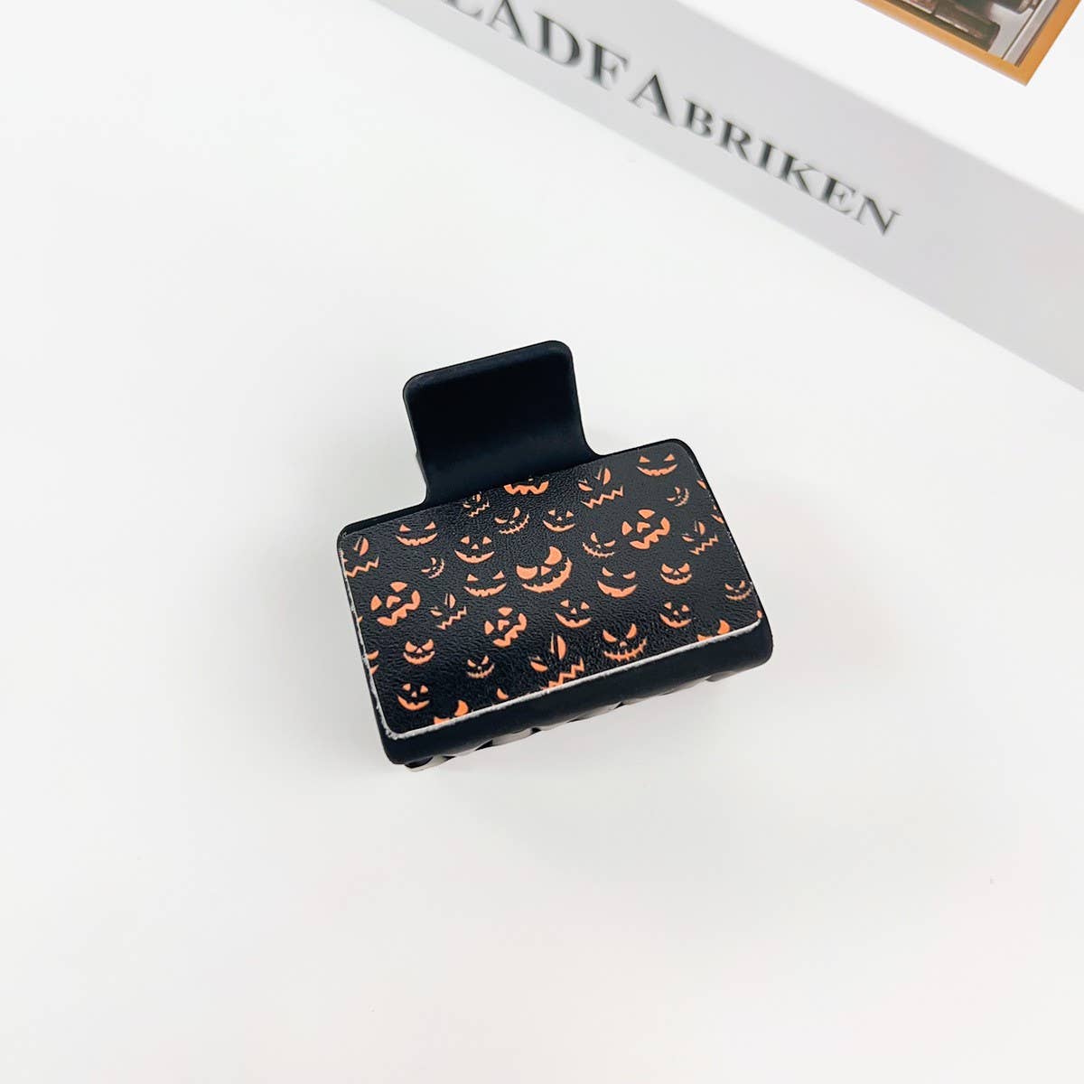 Gothic Halloween Claw Clip, Pumpkin & Ghost Design_CWAHA1443