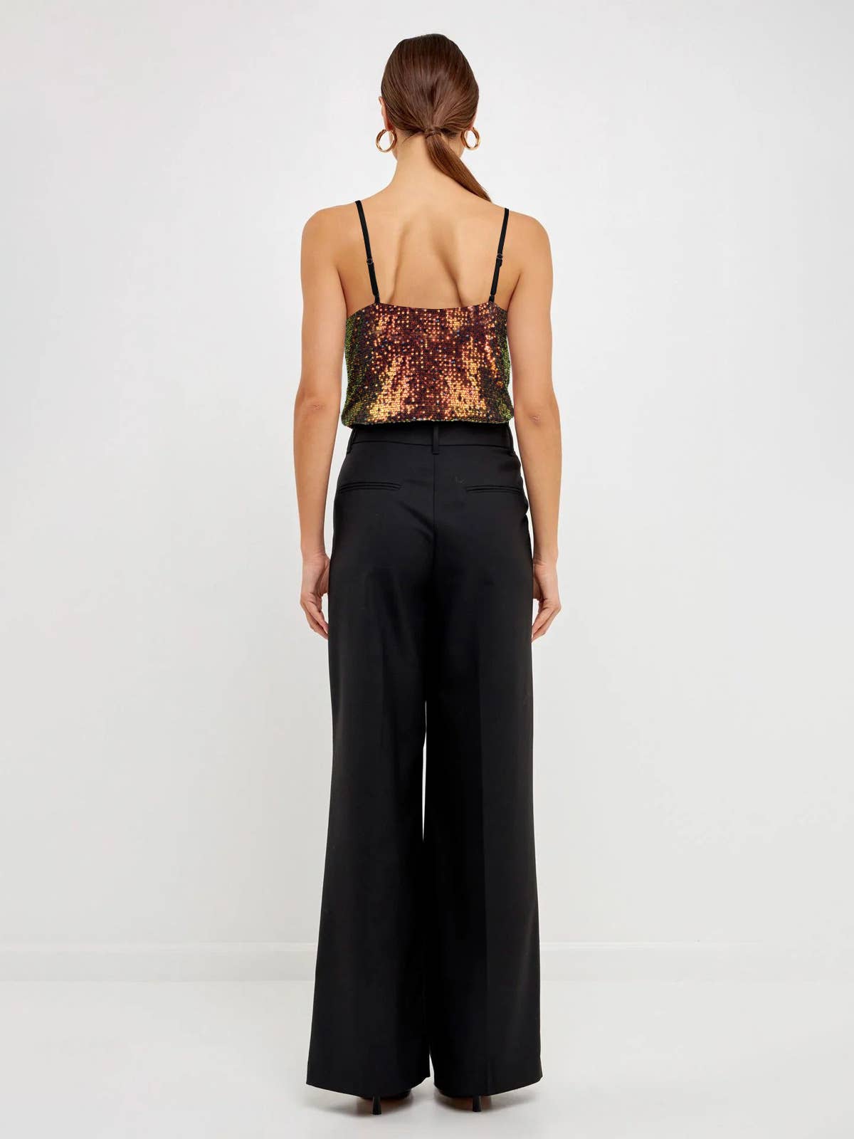 V-neck casual sequined bead strappy vest