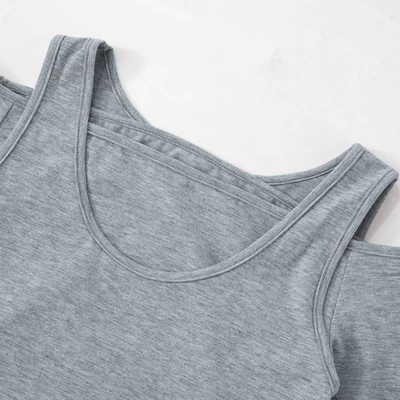 SOLID COLOR OFF-THE-SHOULDER TWO-PIECE SEXY TOP