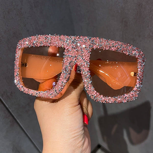 LUXURY RHINESTONE TRENDY LARGE FRAME SUNGLASSES