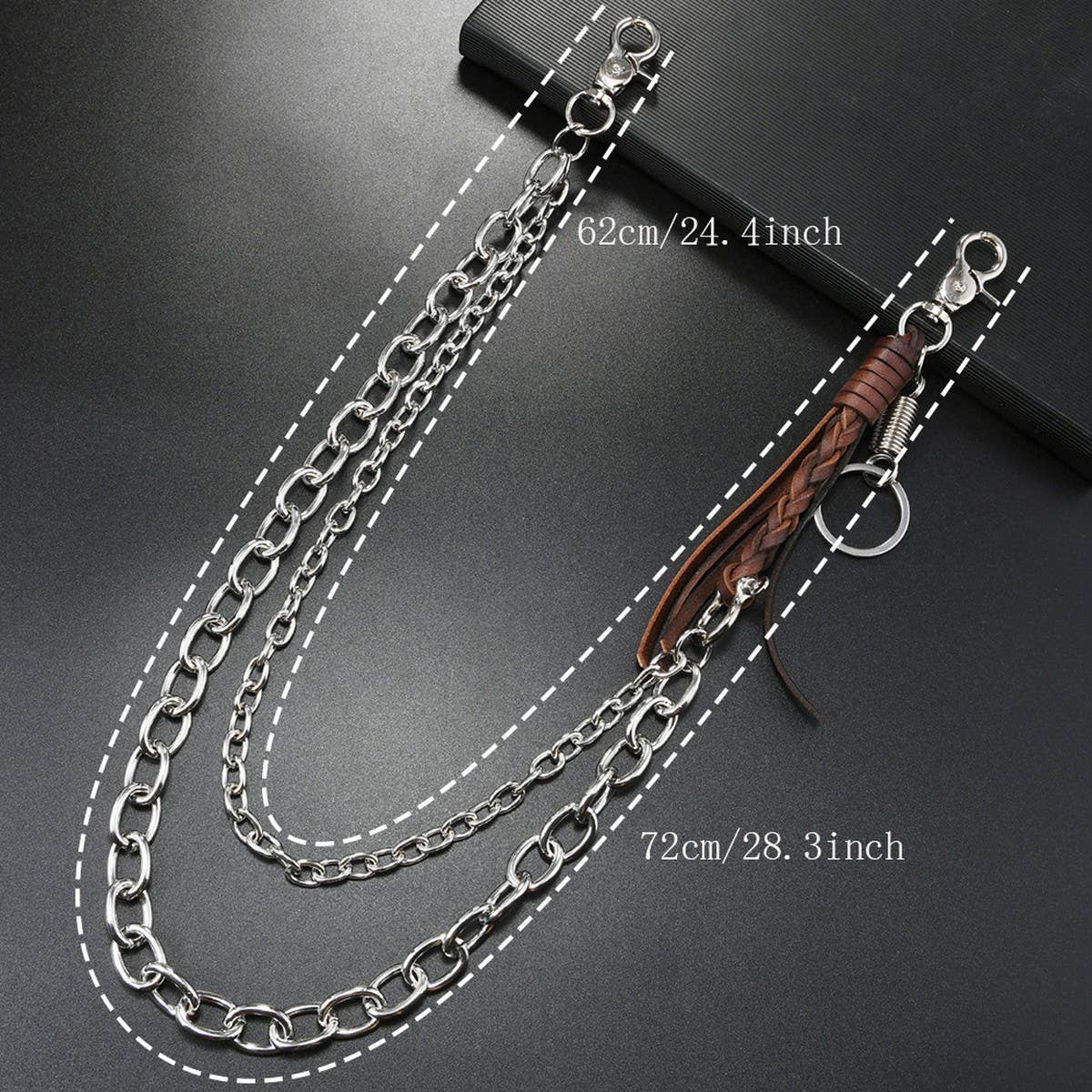 FASHIONABLE COWHIDE BRAIDED TASSEL PANTS CHAIN