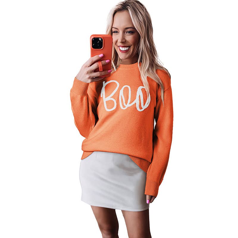 ROUND NECK THREAD CASUAL LETTER-PRINTED SWEATER