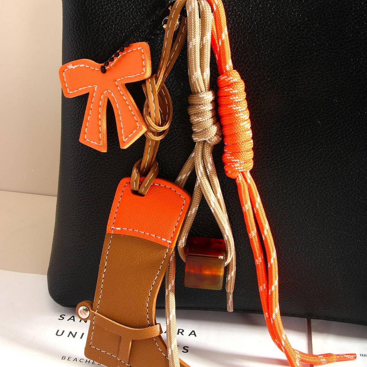 Western Horse Keychain with Beads & Bow