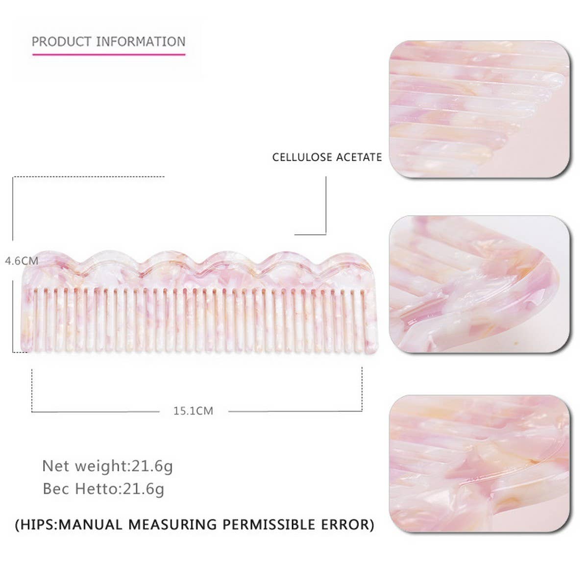 GRADIENT TEETH ACETATE COMB LEOPARD PRINT HAIRCOMB