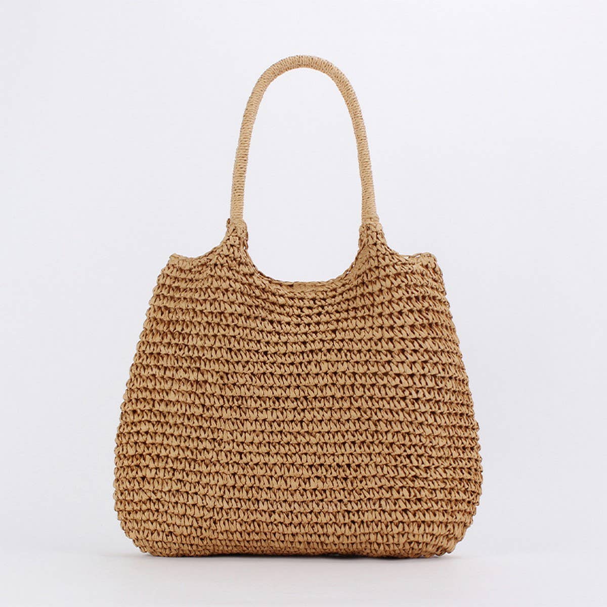 SOLID COLOR HANDMADE PLEATED PAPER ROPE WOVEN BAG_CWAB4711