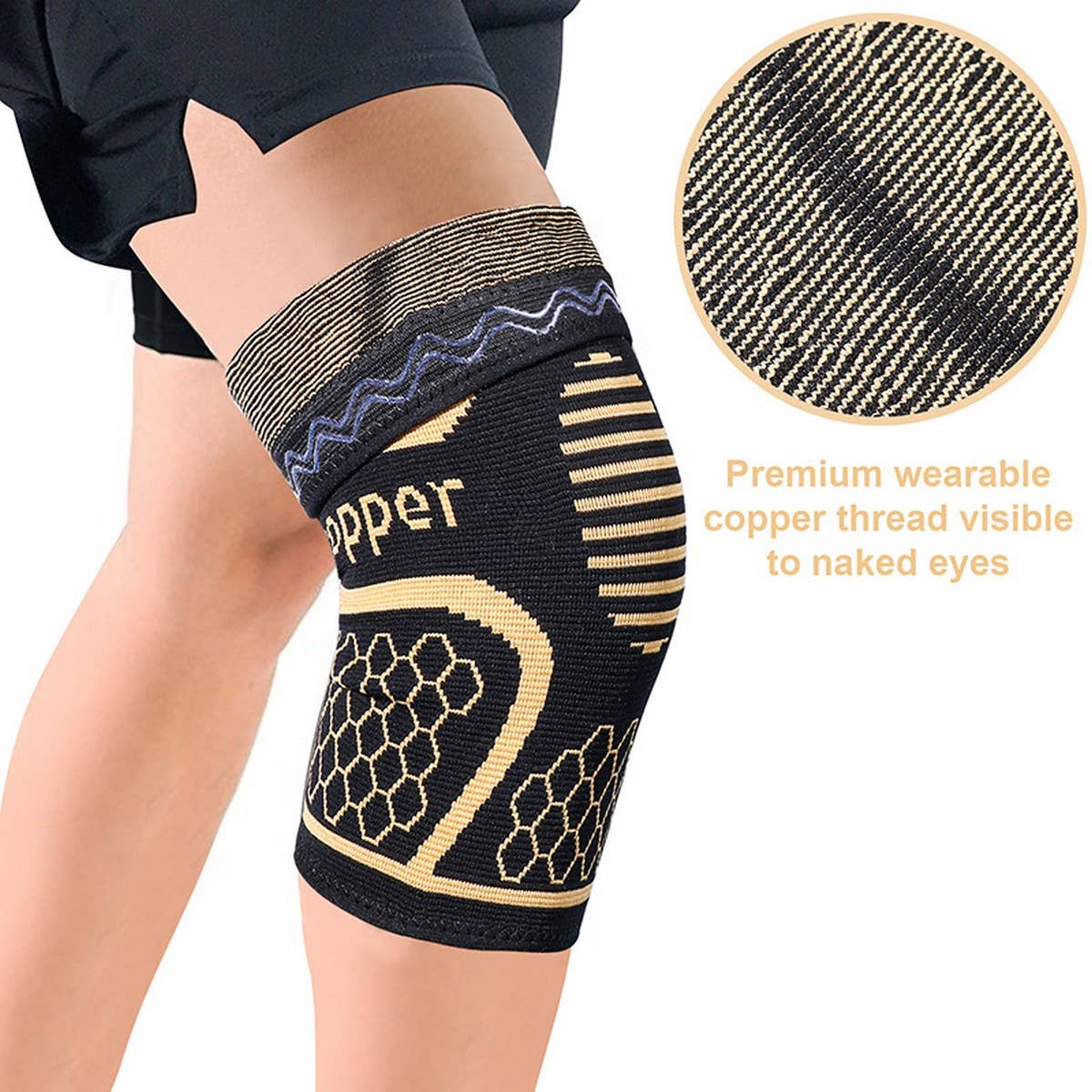 Copper Nylon Knit Knee Brace for Running & Sports