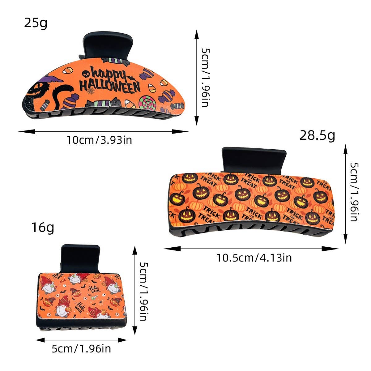 Gothic Halloween Claw Clip, Pumpkin & Ghost Design_CWAHA1443