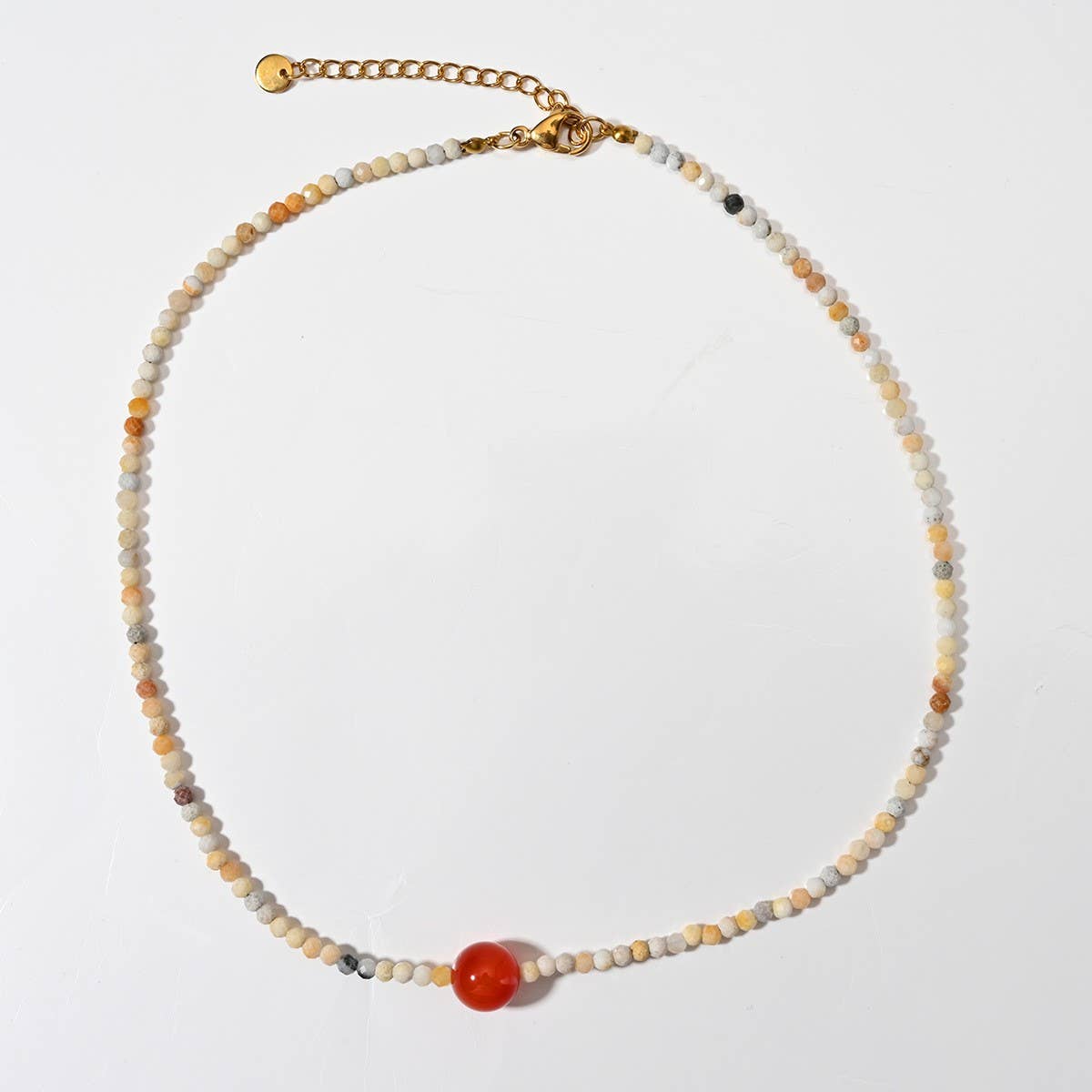 Elegant Handmade Stone Necklace with Steel Pendant