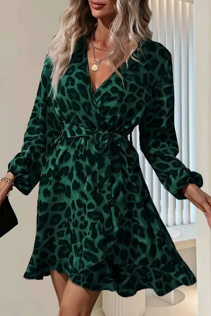 CWDSD8562_LEOPARD PRINT V-NECK HIGH WAIST TIE WRAP DRESS