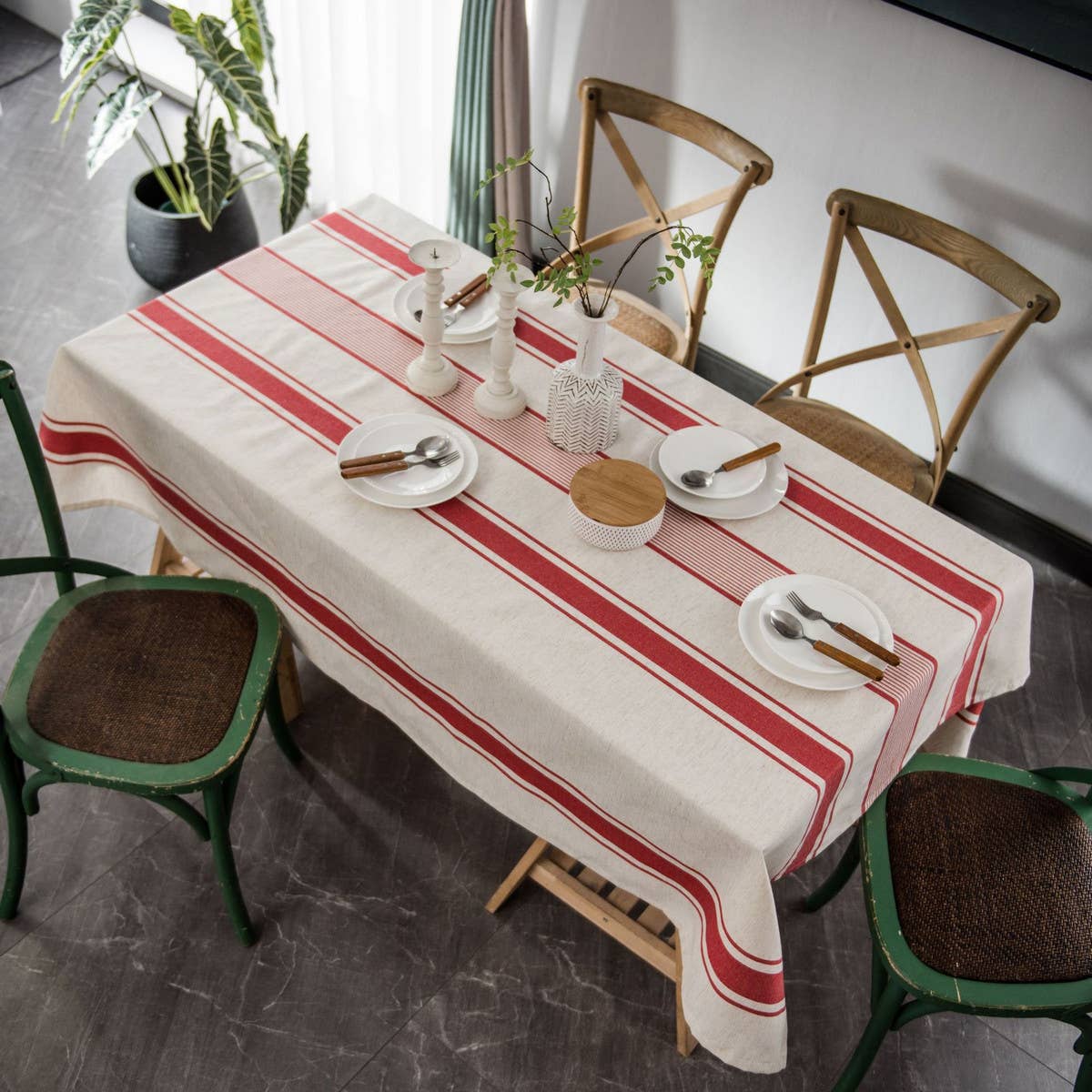 GEOMETRIC STRIPED TABLECLOTH PRINTED TABLECLOTH