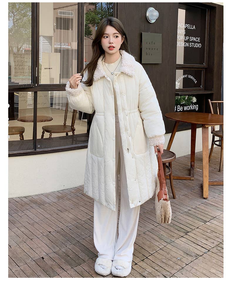 Long single breasted cotton-padded jacket