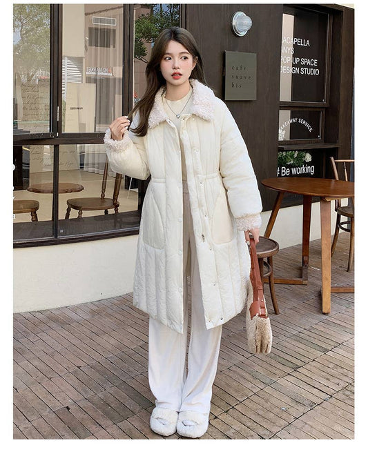 Long single breasted cotton-padded jacket