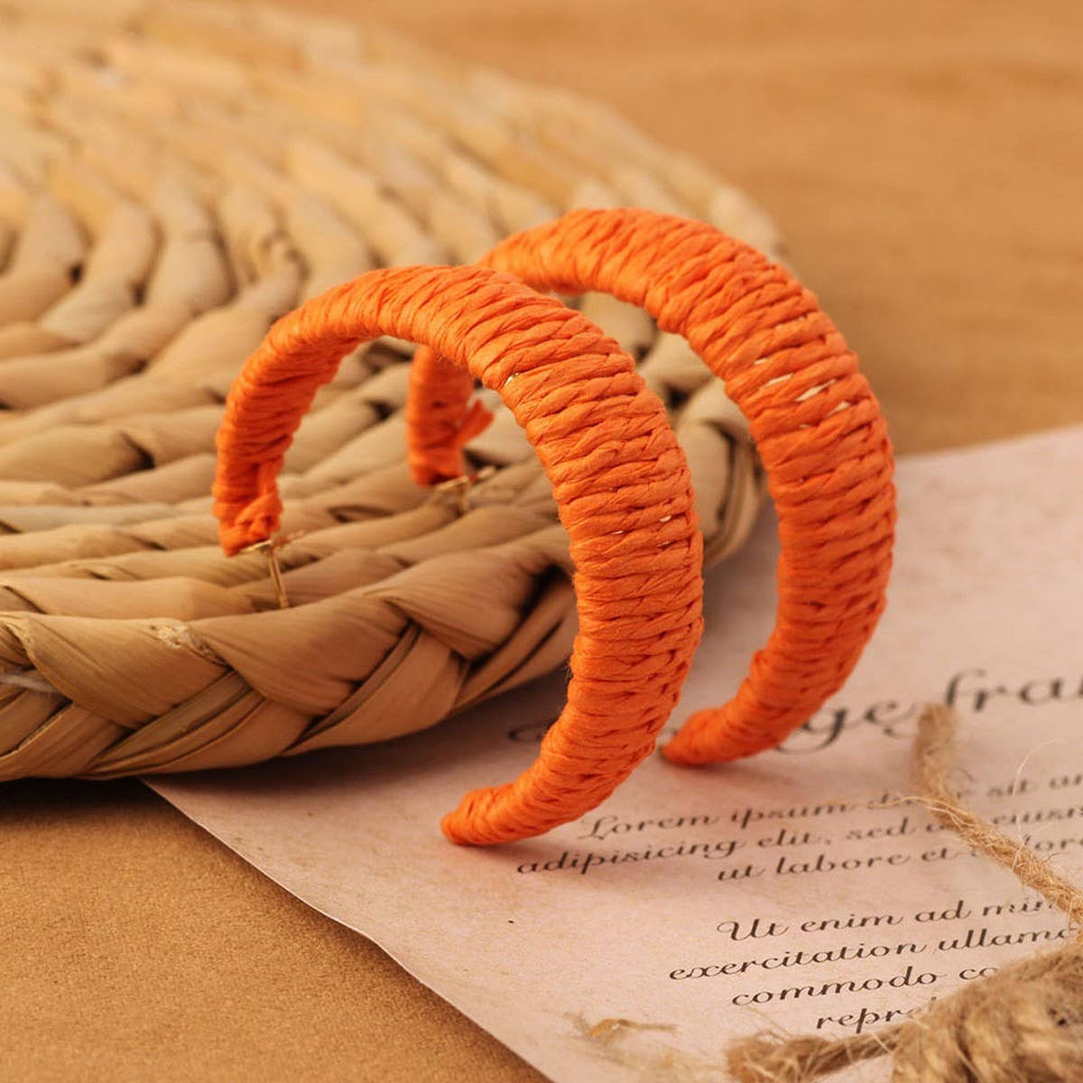 NEW VINTAGE SIMIAN GRASS VINE WOVEN EARRINGS_CWAJE4011