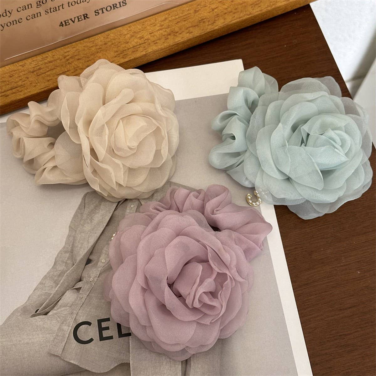 GENTLE AND PURE STYLE MESH ROSE HAIRBAND