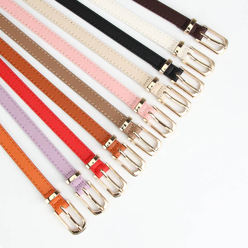 Multi-color alloy pin buckle thin waist belt