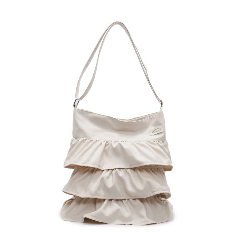 Lotus leaf pleats large-capacity crossbody bag