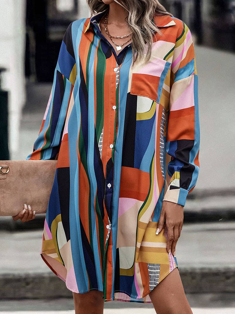 Lapel temperament shirt dress