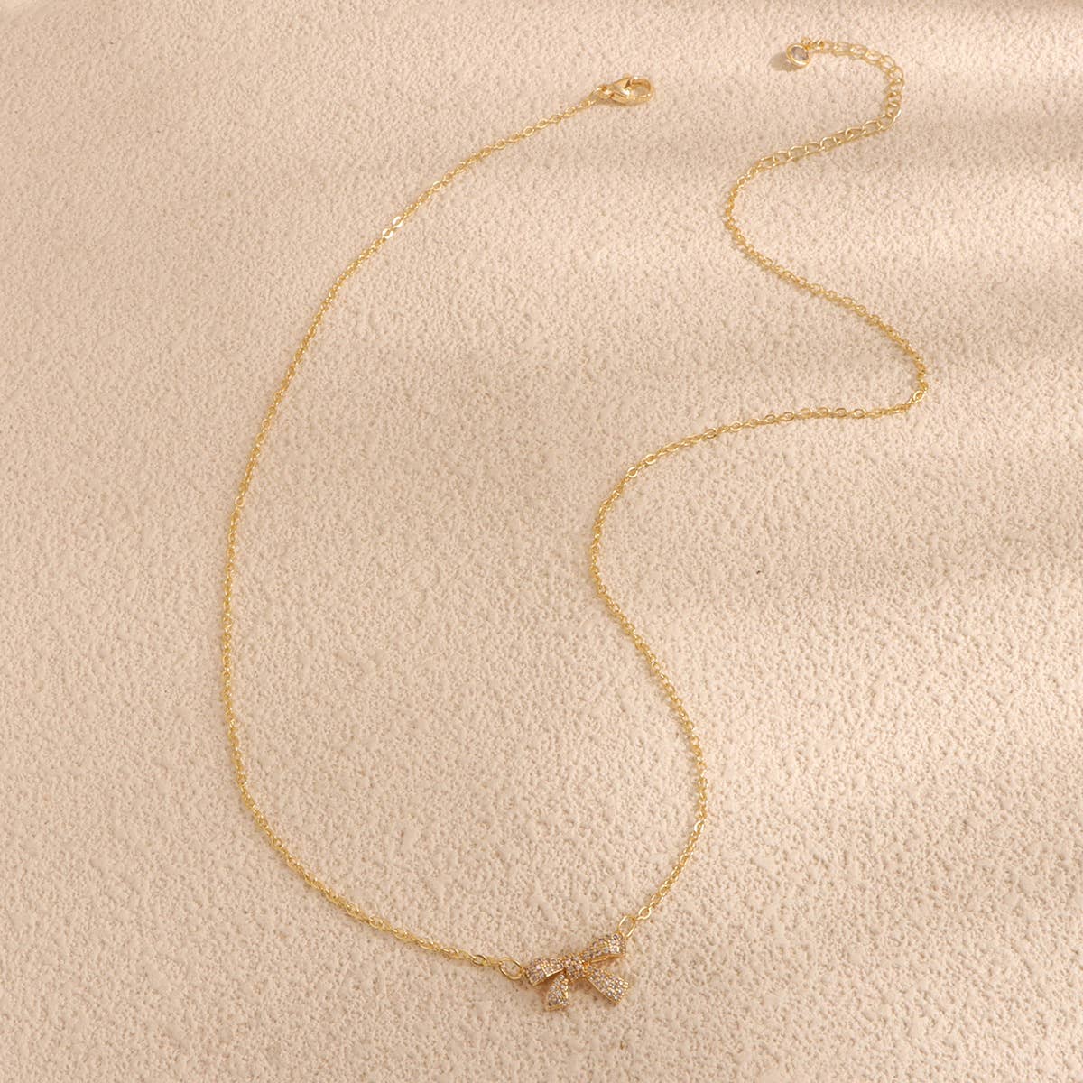 Copper-plated bow collarbone necklace