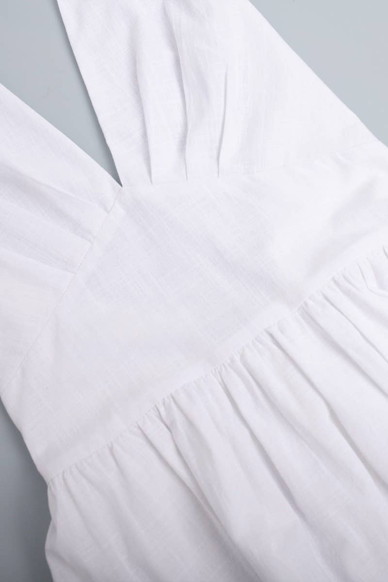 CWDHL0835_COTTON V-NECK TIE-WAIST FLOWY MAXI DRESS