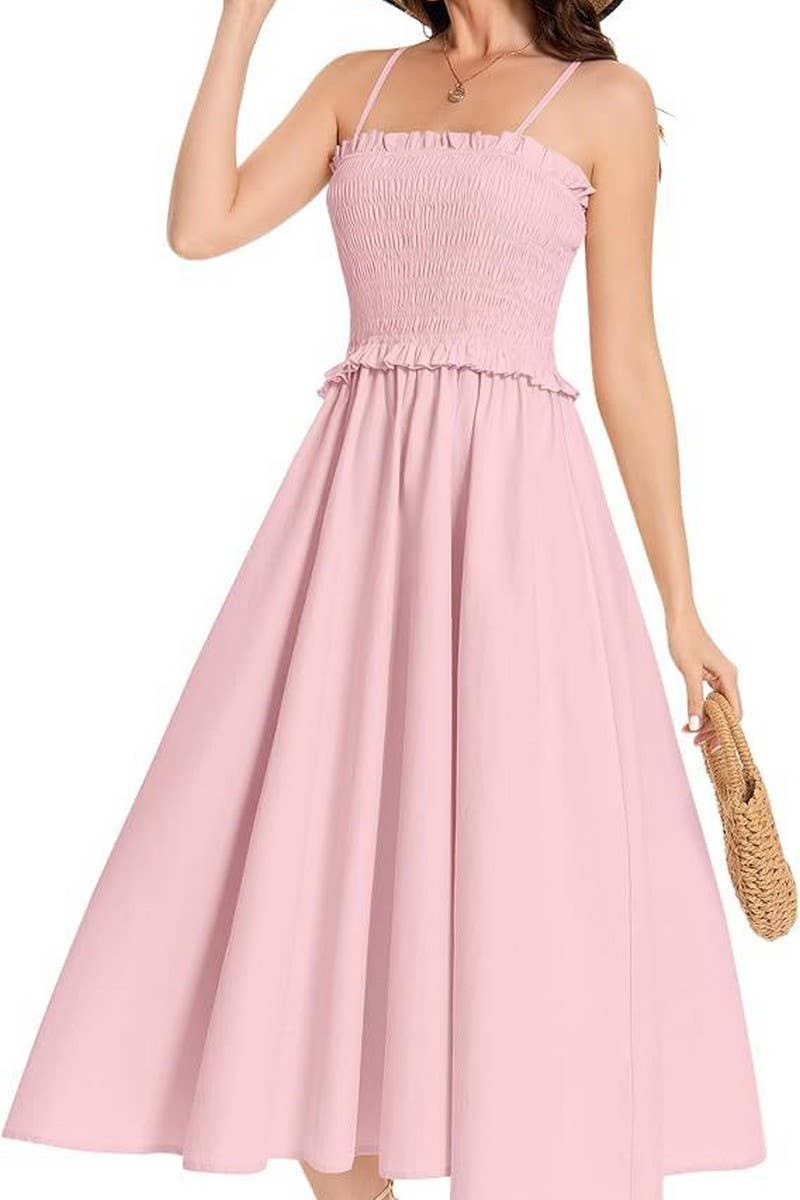 CWDMD5855_SOLID SLIM FIT WAIST TIE STRAP MAXI DRESS