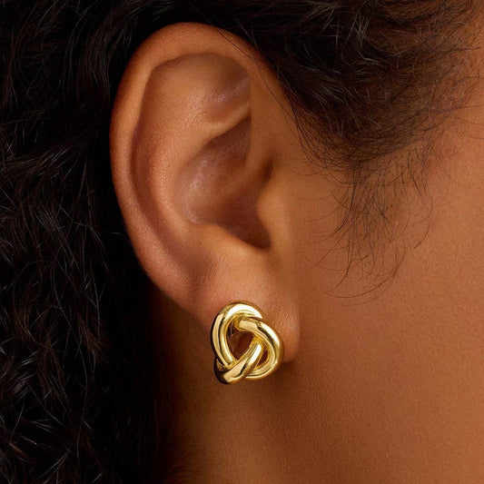 Irregular Line Curve Studs 18K Gold Plated