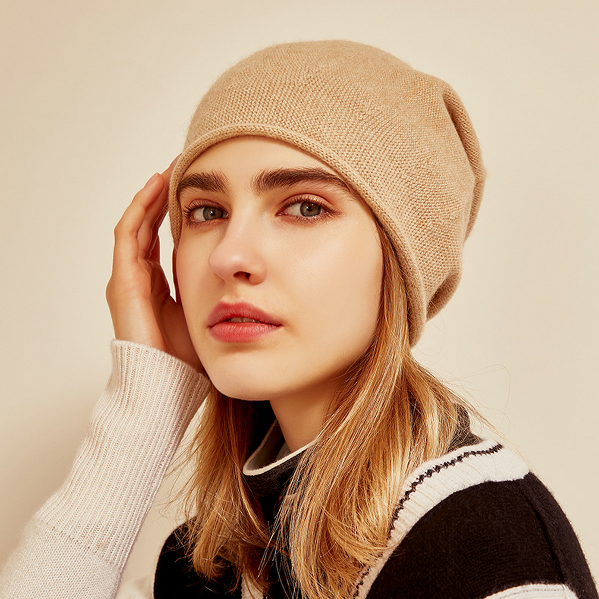 Women??¢s Knit Beanie ??Warm Cashmere Cuffed Hat_CWAH3993