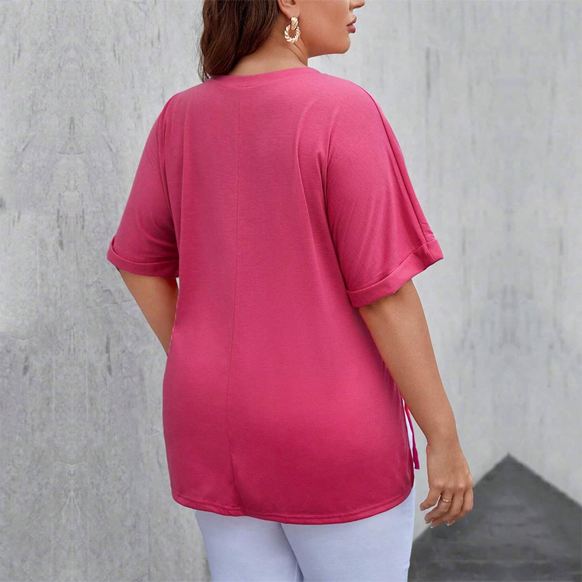 Women's Relaxed Fit V-Neck Tee with Side Slits