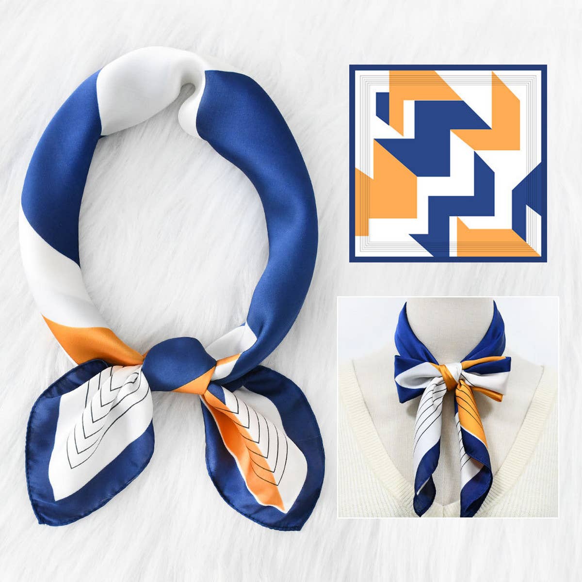 Striped Satin Scarf ??70cm Chic Summer Sun Wrap_CWASC1153