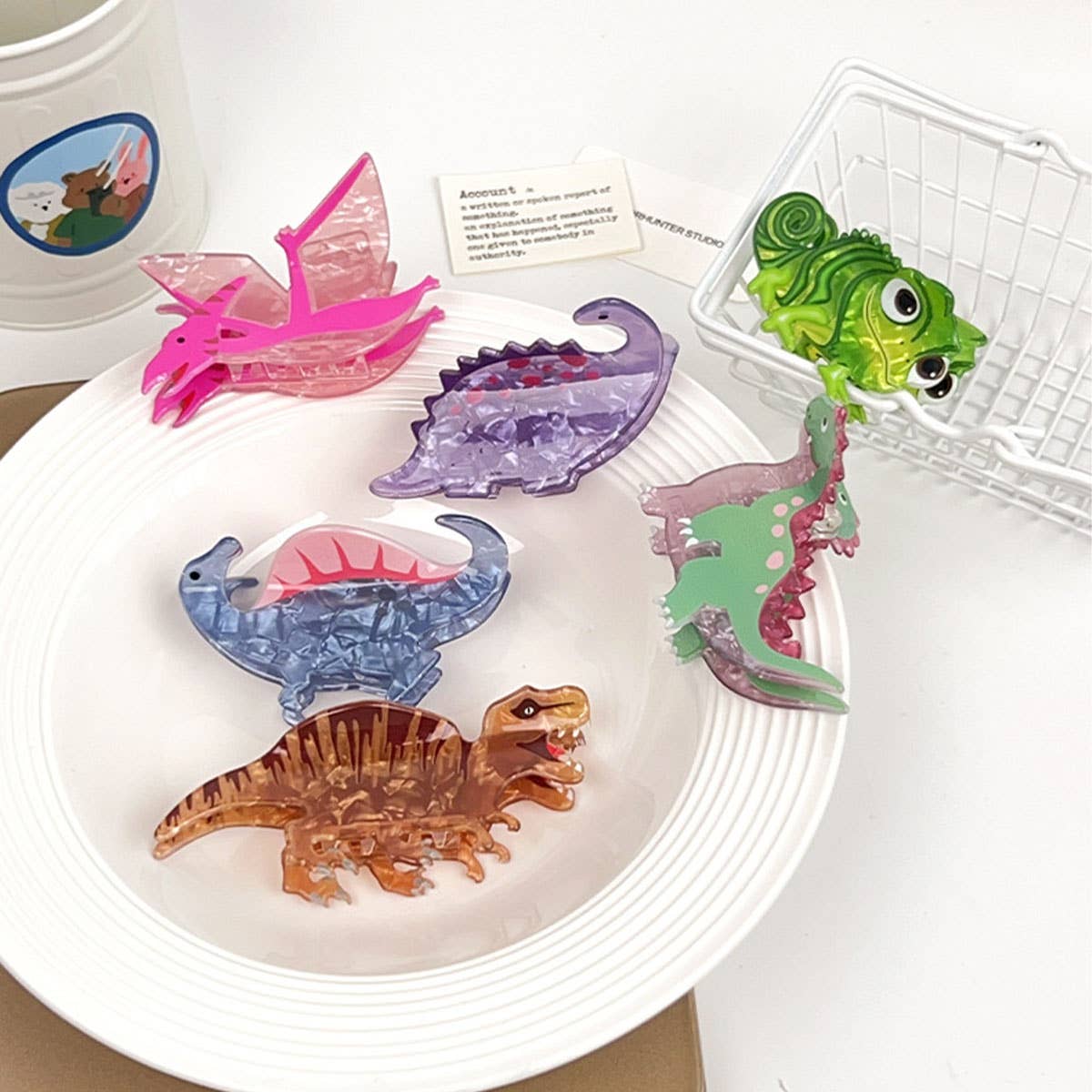 Dinosaur acrylic gripper Lizard hair clip