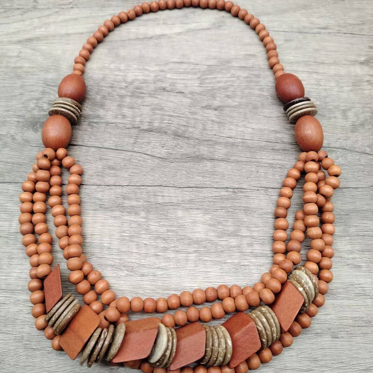 RETRO ETHNIC STYLE WOODEN MULTI-LAYER NECKLACE_CWMM4852