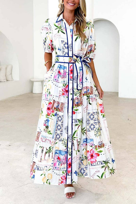 CWDMD6299_SUMMER FLORAL PRINT SHORT SLEEVE DRESS