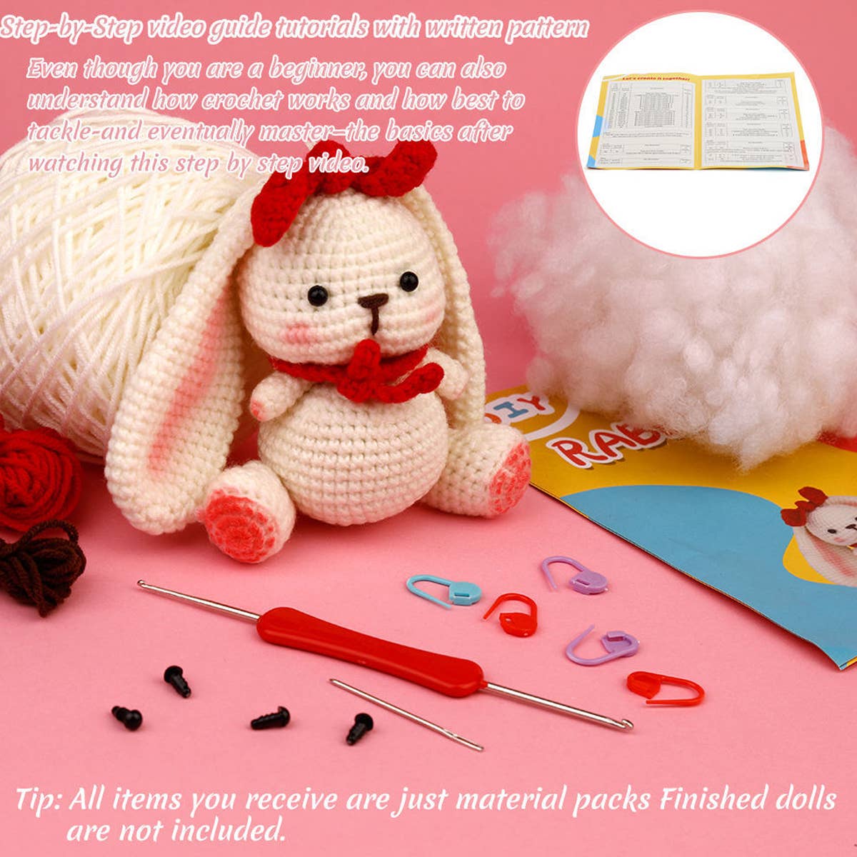 HANDMADE YARN RABBIT CROCHET DOLL MATERIAL PACKAGE