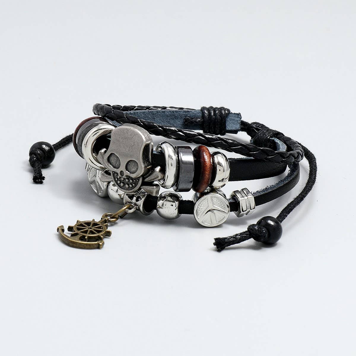 CREATIVE BEADED CROSS LEATHER BRACELET