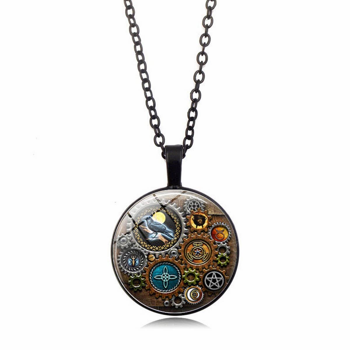 STEAMPUNK MECHANICAL TIME GEM NECKLACE JEWELRY_CWAJE0699