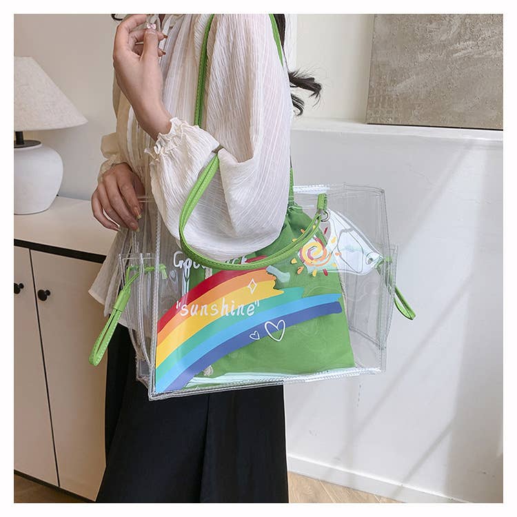 Fashionable pvc transparent jelly tote bag