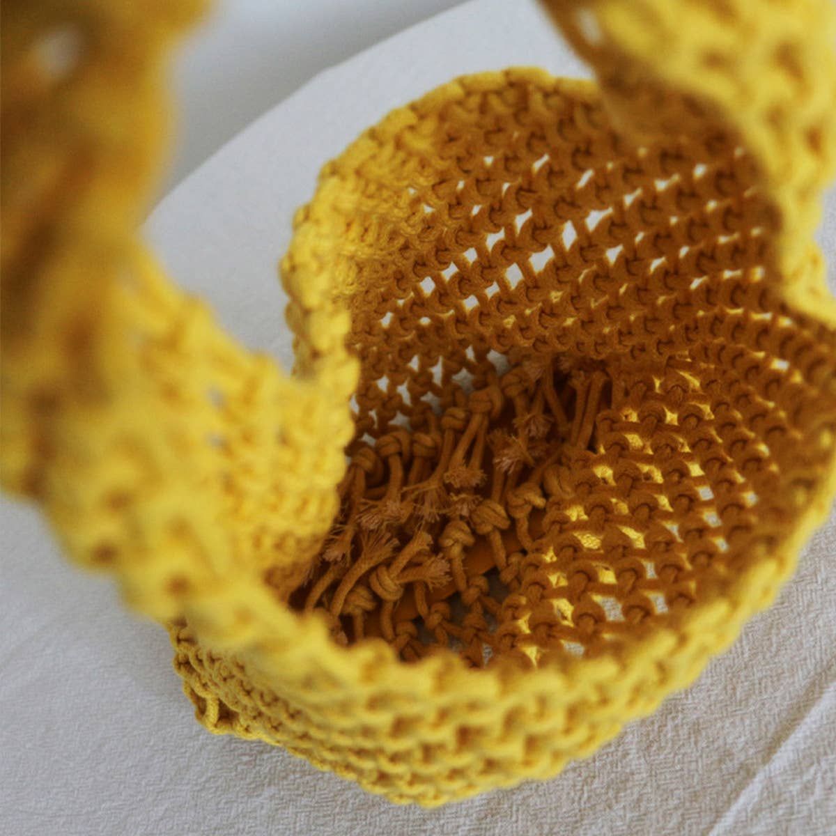 Small Cotton Rope Solid Beach Bags Totes With Mesh_CWAB1989