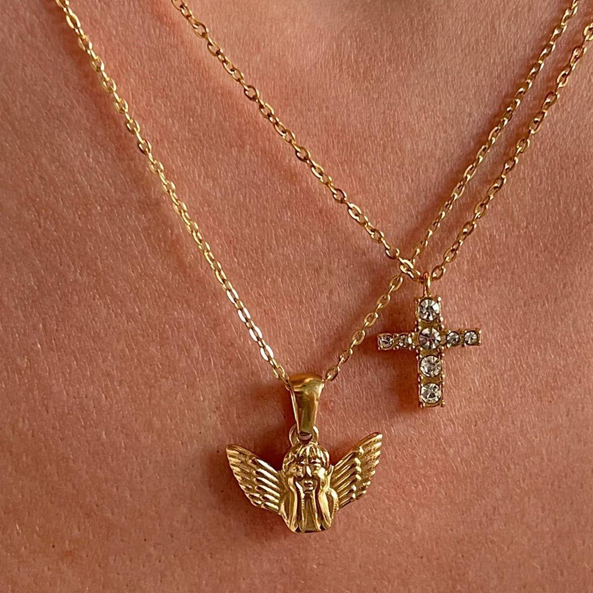 Creative Retro Cross Zircon Pendant Necklace