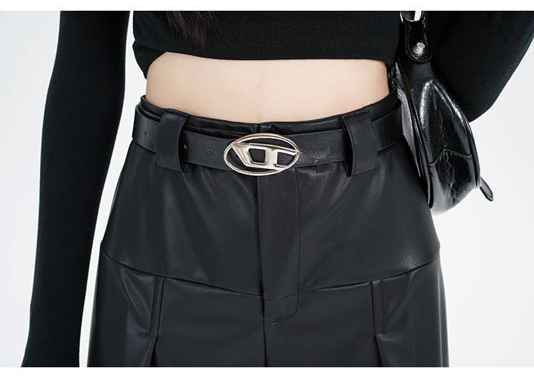 Retro and versatile casual PU leather pants