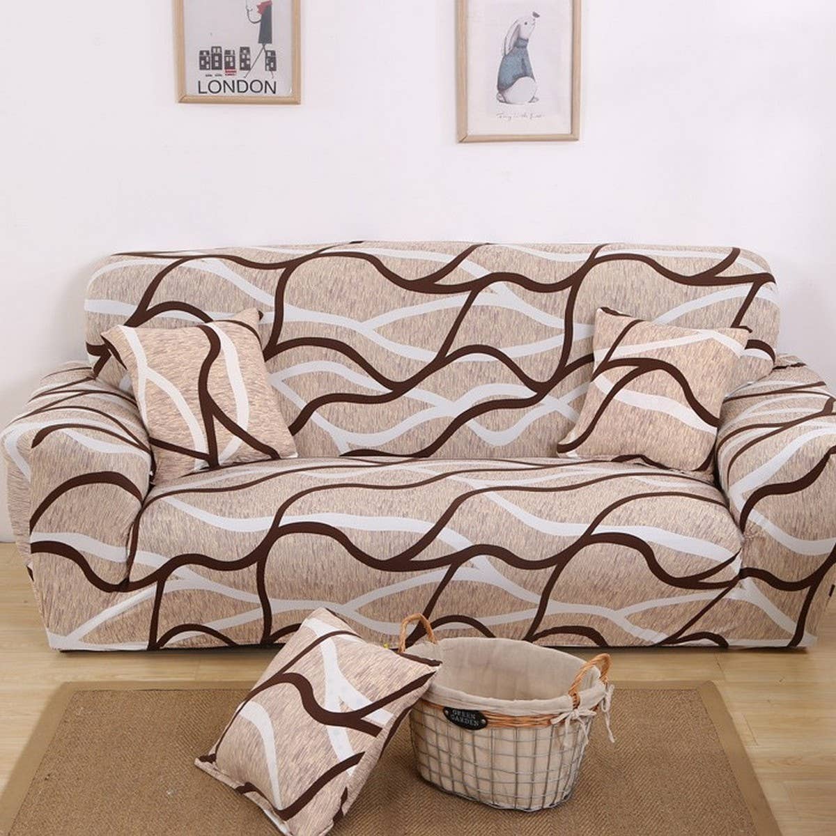 Nordic Style Sofa Cover, Stretch & Non-Slip Fit_CWMM8310