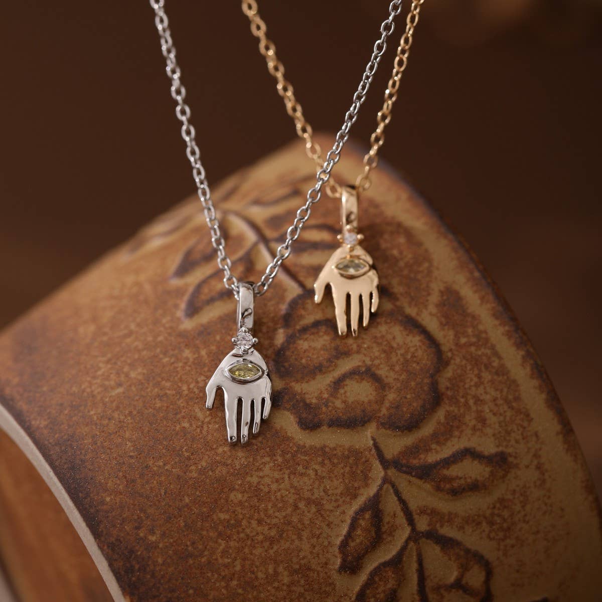 Fashion evil eye pendant palm eye zircon necklace_CWMM5548