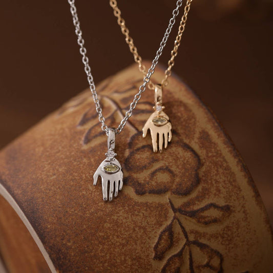 Fashion evil eye pendant palm eye zircon necklace_CWMM5548