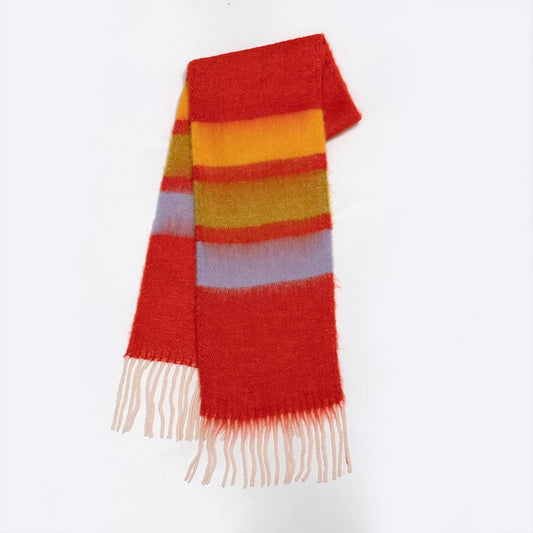 Rainbow Stripe Faux Cashmere Scarf for Winter_CWASC2345