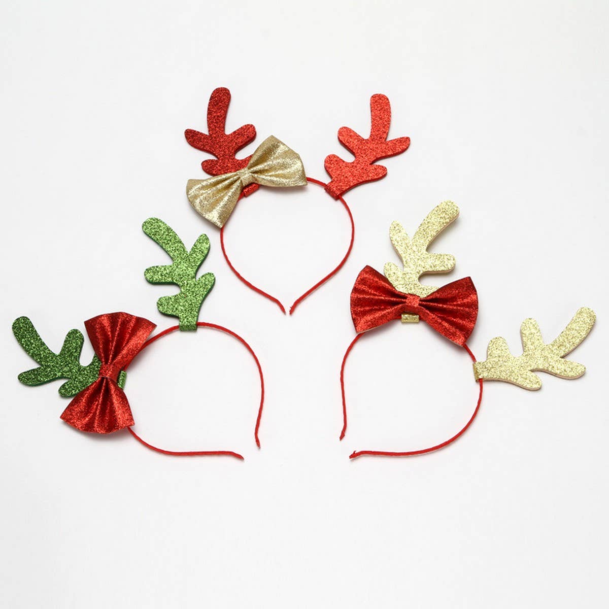 CHRISTMAS BOW BIG ANTLERS DRESSUP HEADBAND HAIRPIN