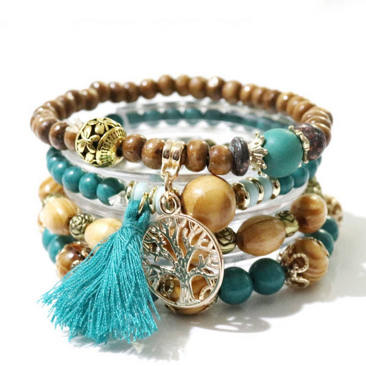 BOHEMIAN TASSEL WOODEN STRING FASHION BRACELET_CWASC0692