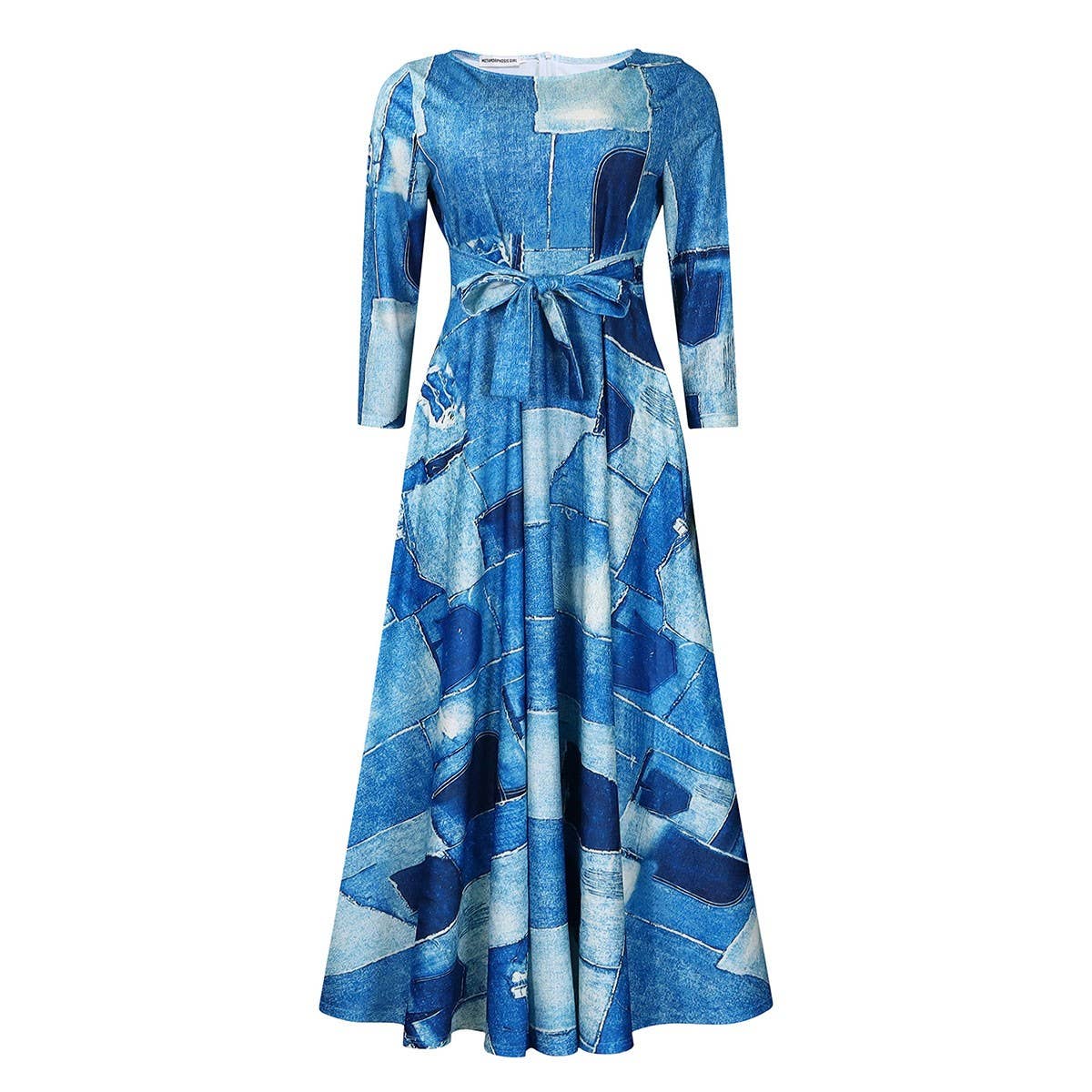 FASHIONABLE LACE-UP PRINTED OVERSIZED DRESS