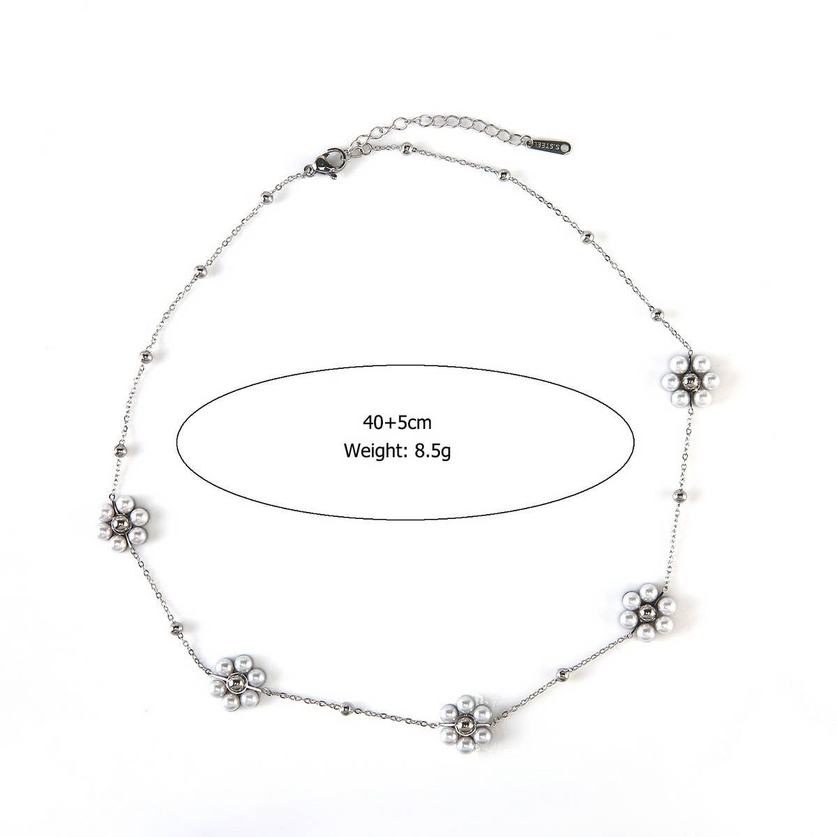 Fashion Steel Daisy Necklace with Pearl Set_CWMM8837